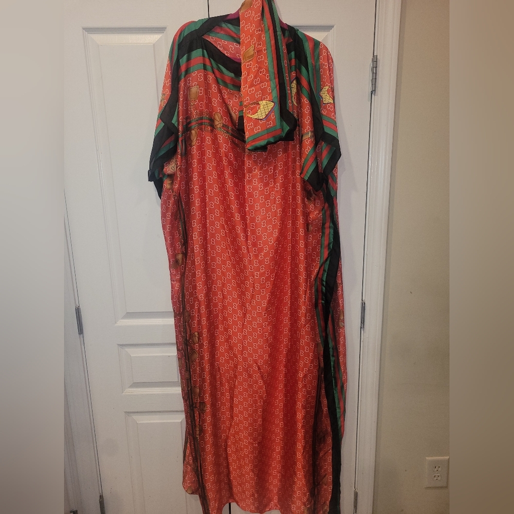 Red and Green Patterned Dress